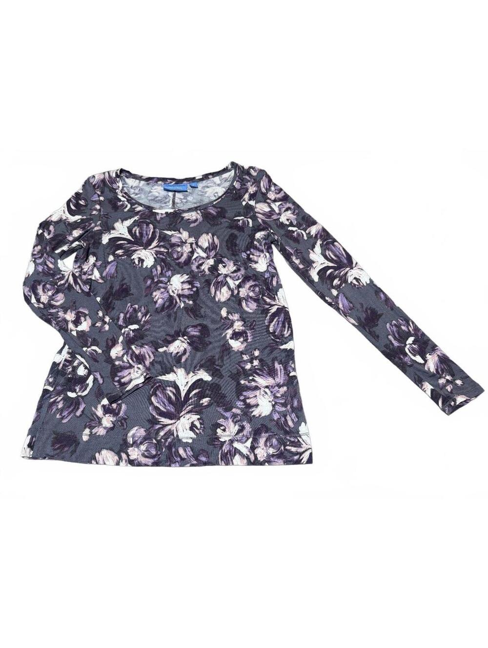 Simply Vera Vera Wang Purple White Floral Tunic (M)